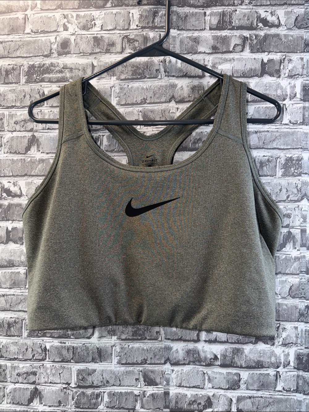 Nike Olive Gray Racerback Dri-FIT Sports Bra